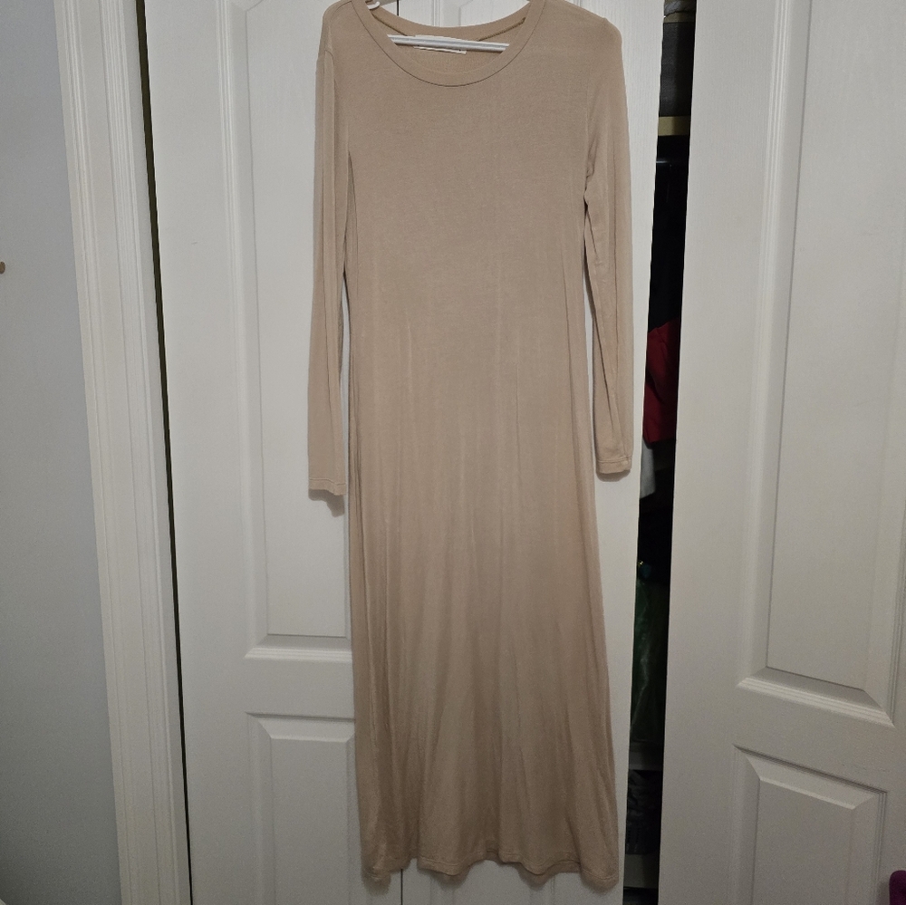 Long Sleeve Tan Maxi Dress